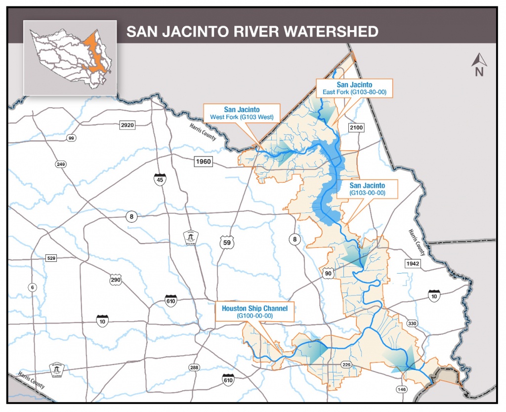 Hcfcd - San Jacinto River - Texas Creeks And Rivers Map