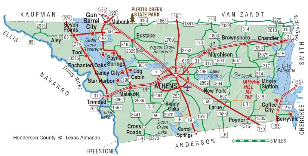Henderson County | The Handbook Of Texas Online| Texas State - Cedar Creek Texas Map