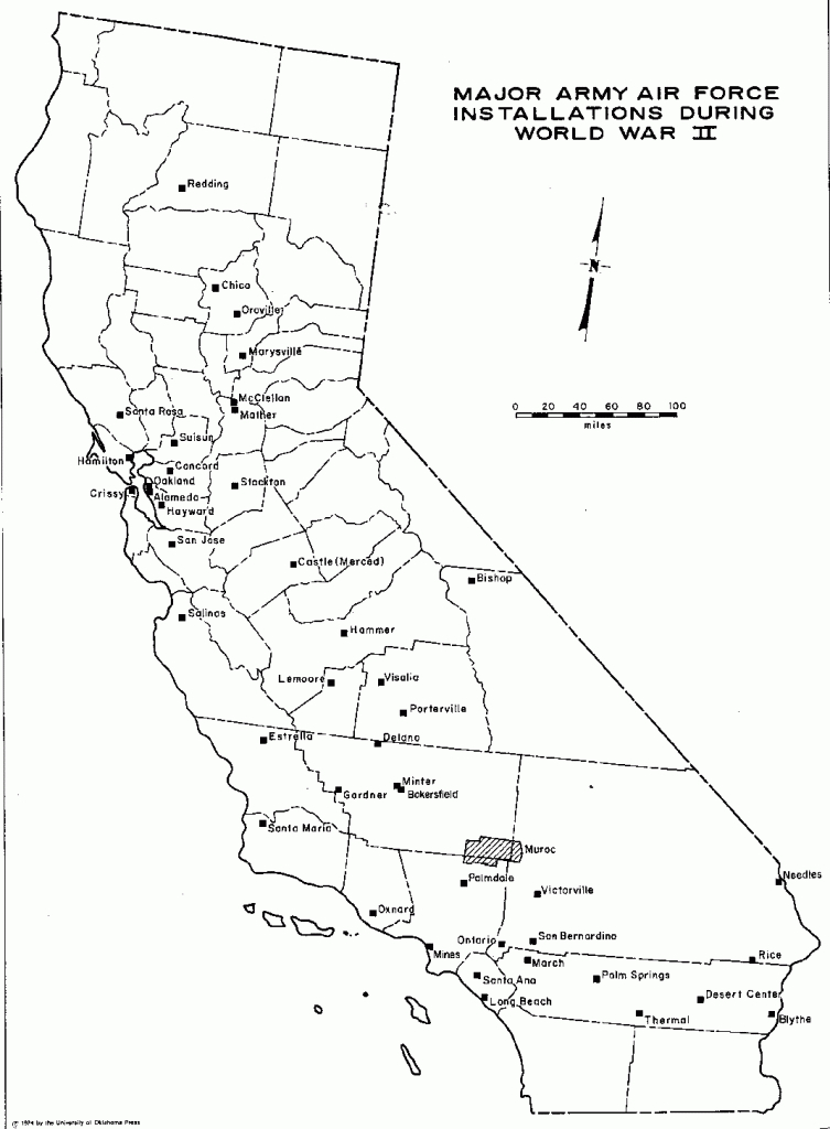 Historic California Posts: Major Army Air Force Installations During - Map Of Army Bases In California