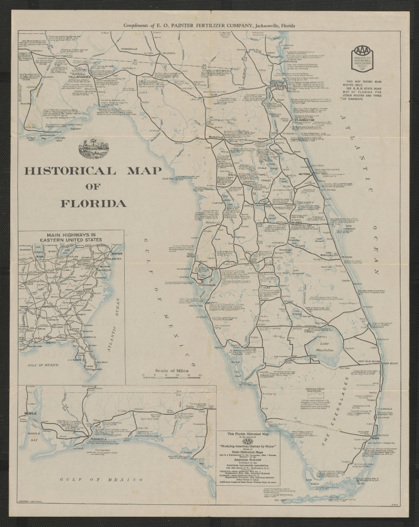 Historical Map Of Florida - Touchton Map Library - Aaa Maps Florida