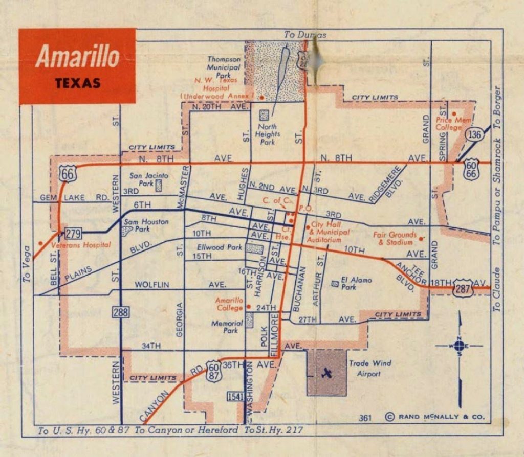 History Of Amarillo Texas Map Of Amarillo C 1956 1960 Where Is Amarillo On The Texas Map 2754