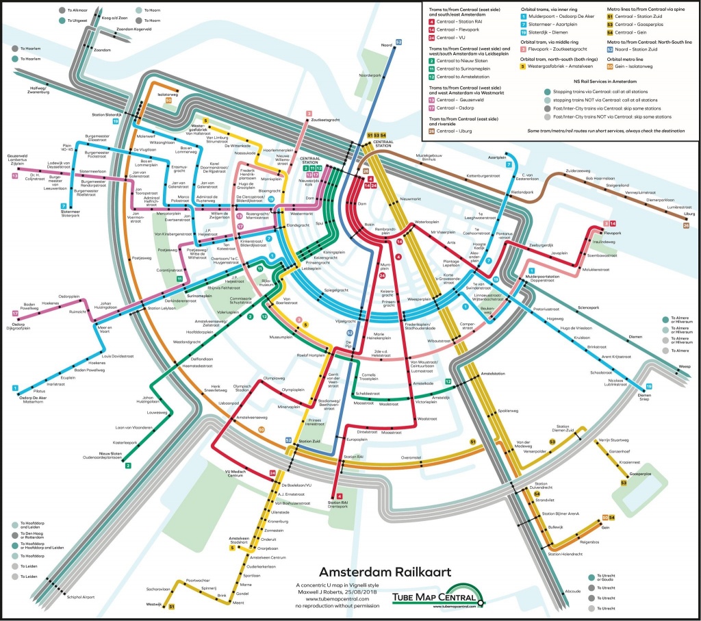 Holland Dutch Train / Rail Maps - Amsterdam Tram Map Printable