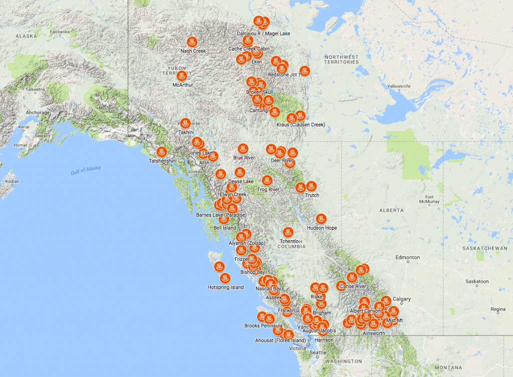 Hot Springs Map For Western Canada: Interactive And Free - Progeoscience - Natural Hot Springs California Map