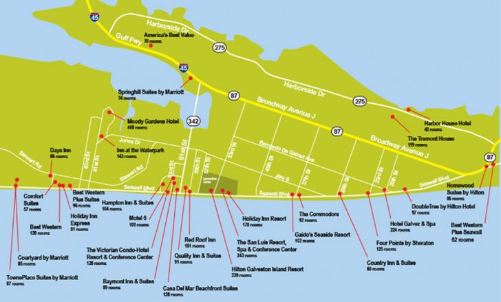 Map Of Hotels In Galveston Texas