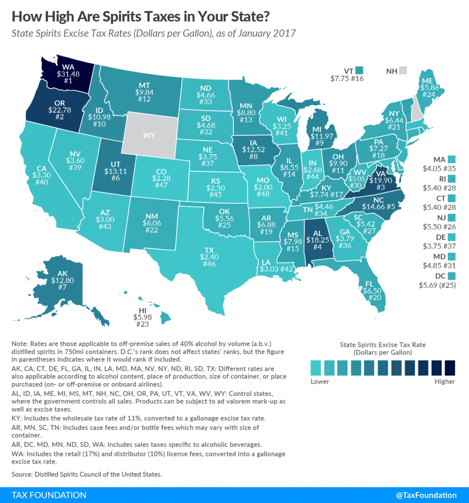 How High Are Spirits Taxes In Your State? | Tax Foundation - Texas Property Tax Map