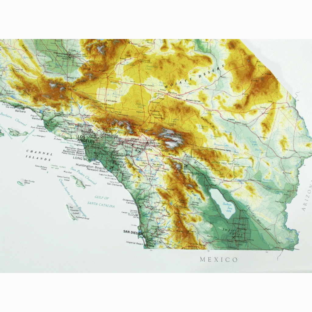 Hubbard California Raised Relief Map For $54.95 At Mcmaps - Relief Map Of Southern California