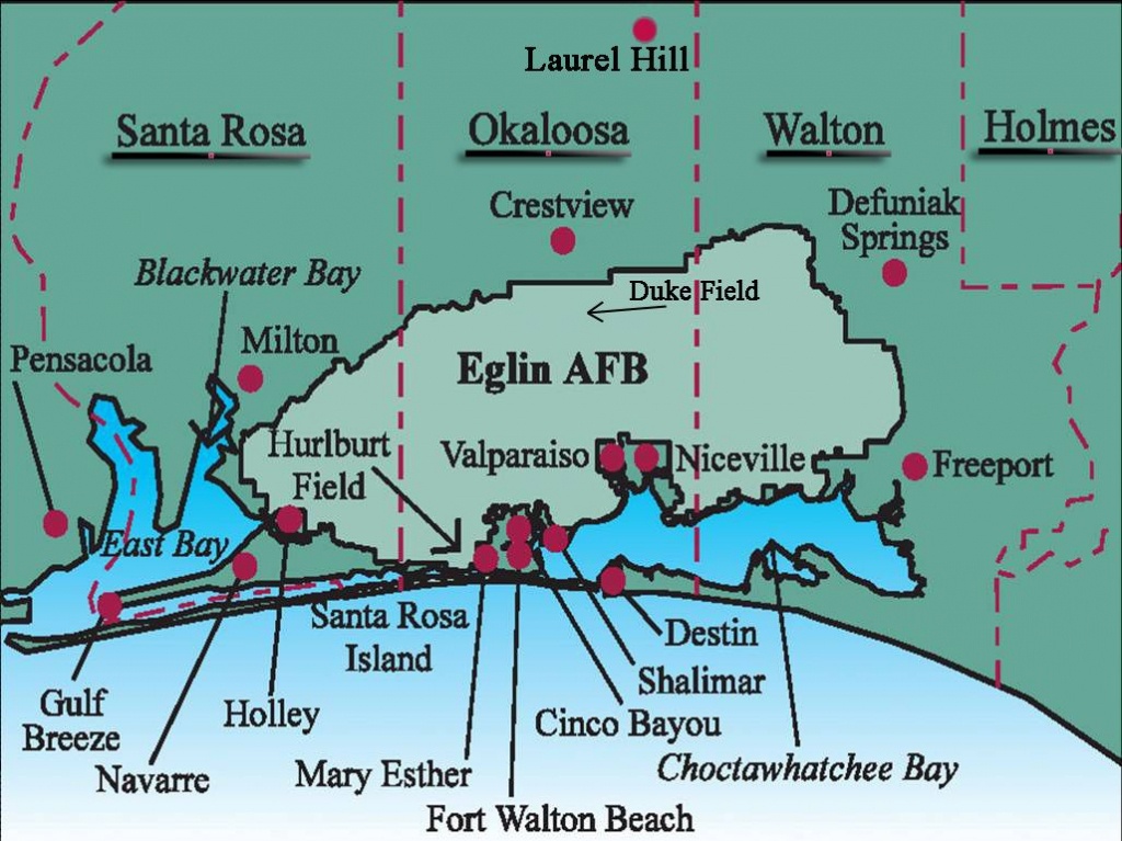 Hurlburt Field Afb, Fl (And Surrounding Cities In Okaloosa County - Map Of Destin Florida And Surrounding Cities