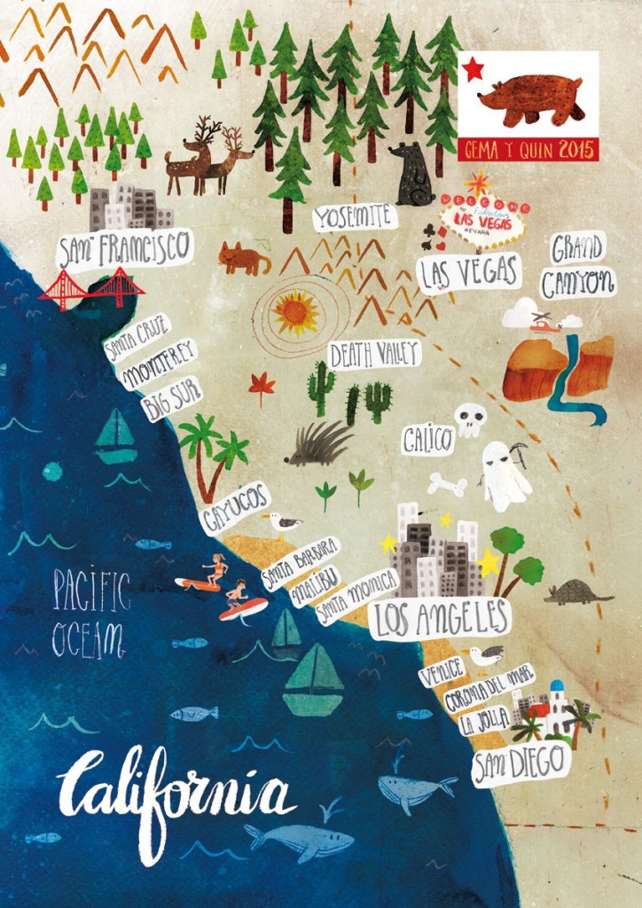 Illustrated Map Of California On Behance. Call Gwin&amp;#039;s To Go! 314-822 - Illustrated Map Of California