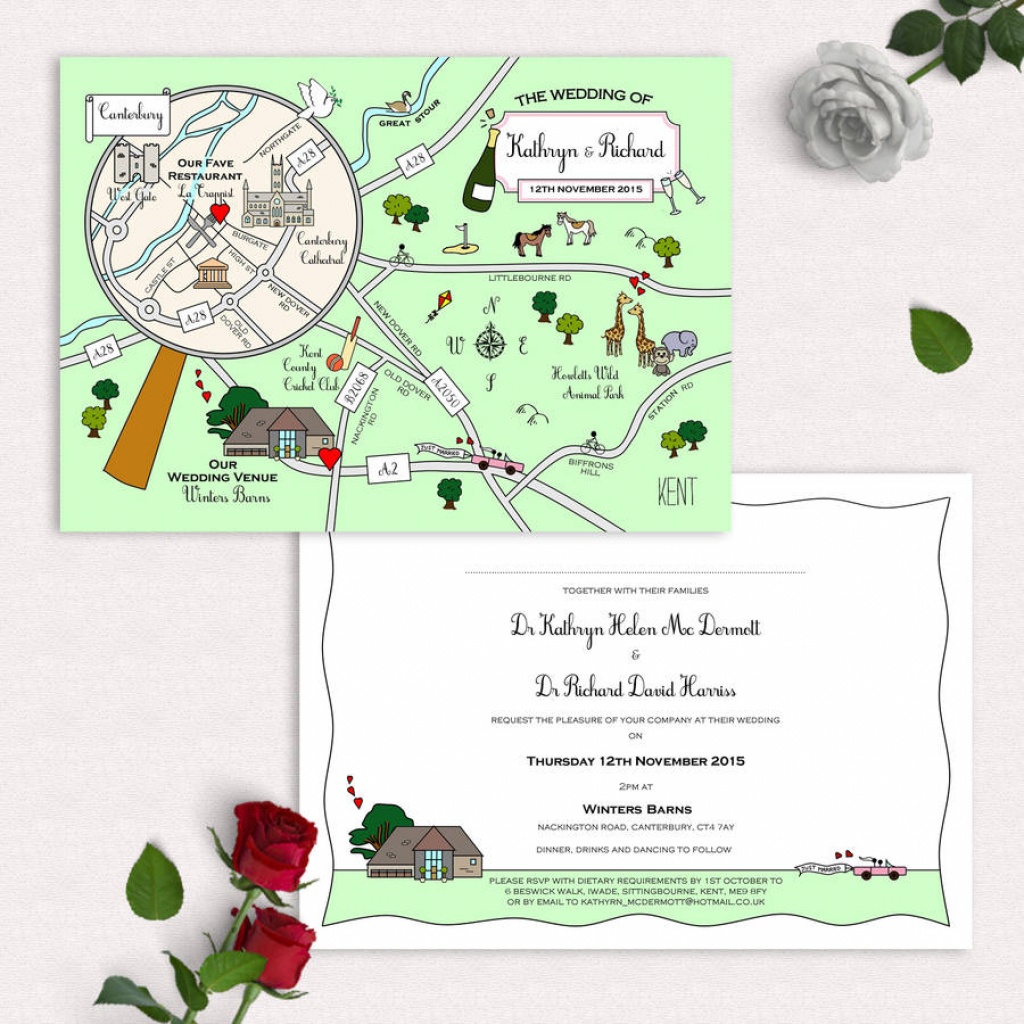 Illustrated Map Party Or Wedding Invitationcute Maps - Maps For Invitations Free Printable