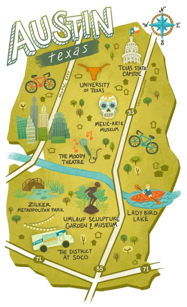 Illustrated Maps Of Atlanta, Ga, Austin, Tx, And Seattle, Wa For The - Atlanta Texas Map