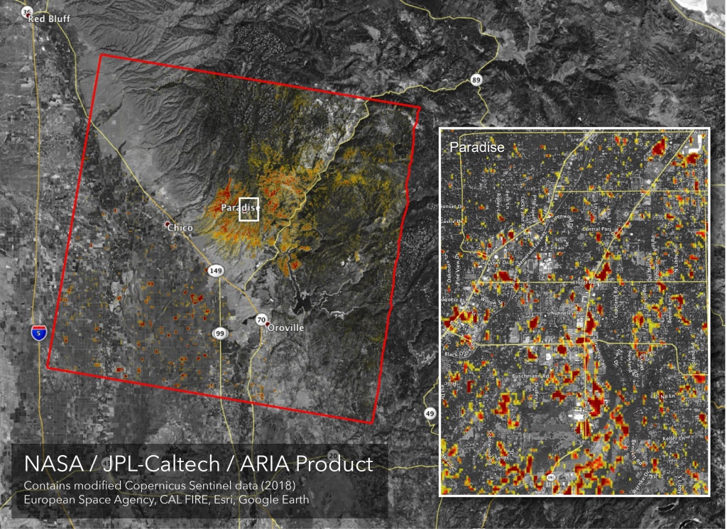 Image: Updated Nasa Damage Map Of Camp Fire From Space - Map Of California Fire Damage