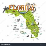 Image Vectorielle De Stock De Hand Drawn Illustration Florida Map   Florida Tourist Map