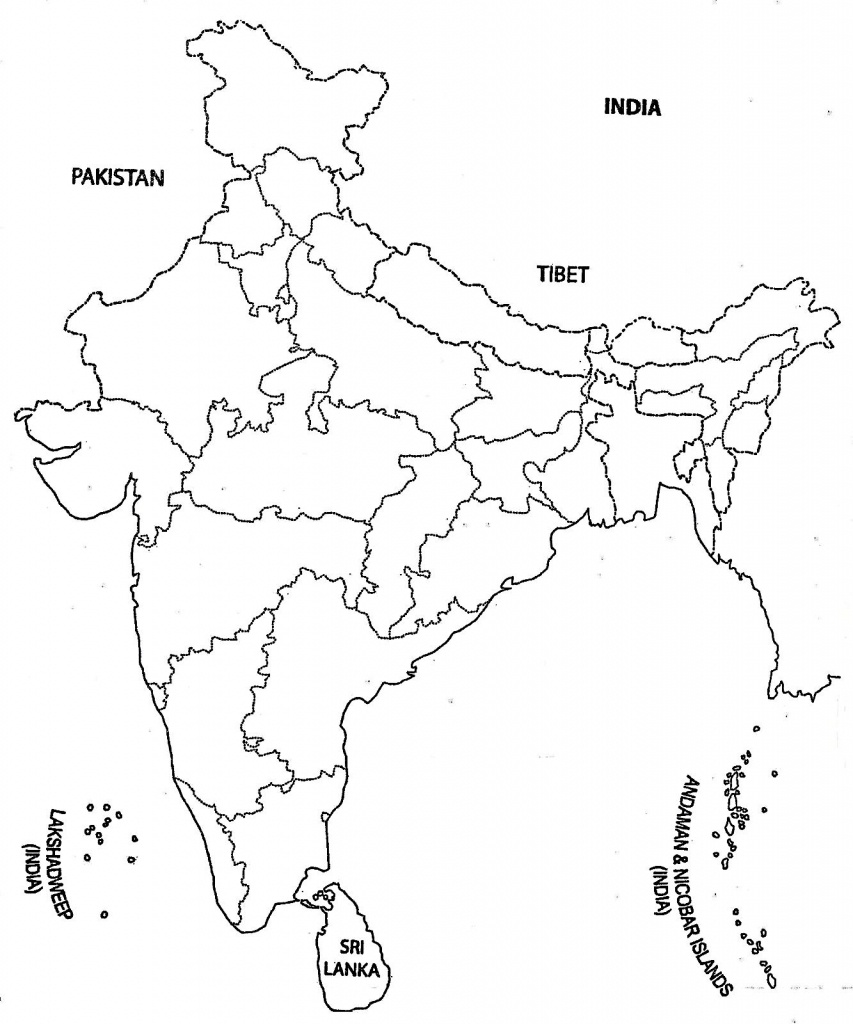 India Map Outline A4 Size | Map Of India With States | India Map - India Outline Map A4 Size Printable