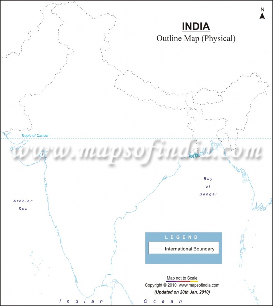 India Physical Map In A4 Size - Physical Map Of India Printable