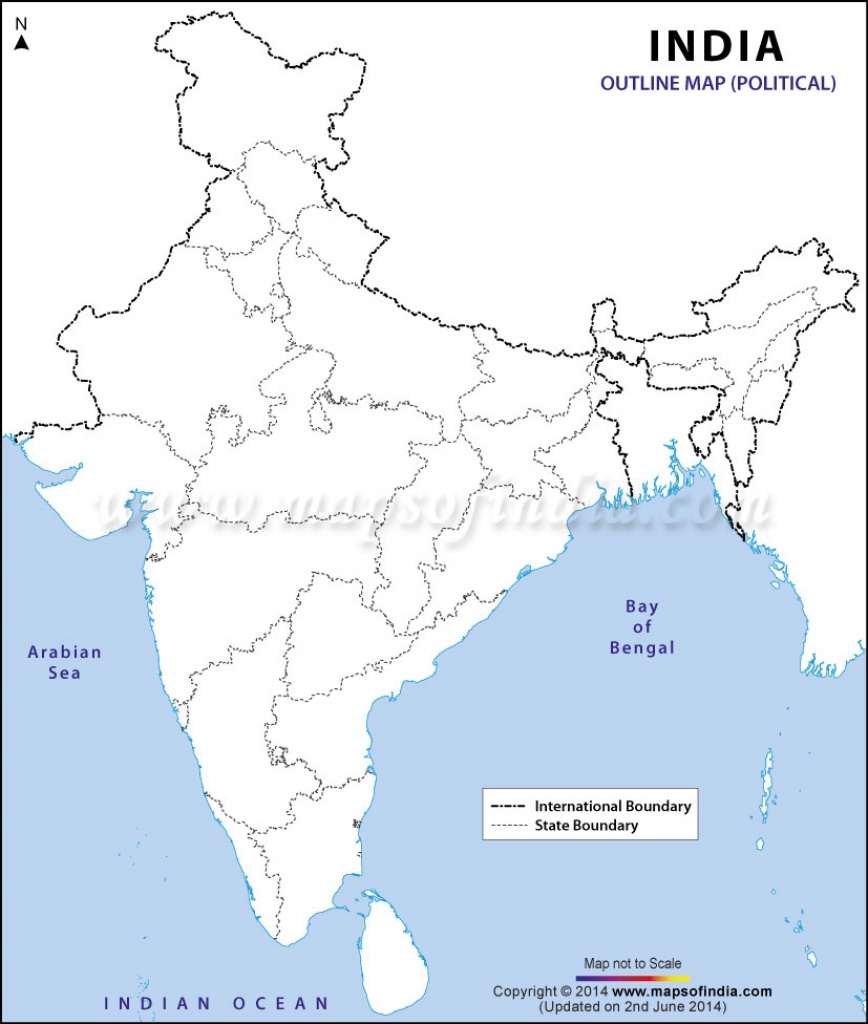 India Political Map In A4 Size - Map Of India Outline Printable