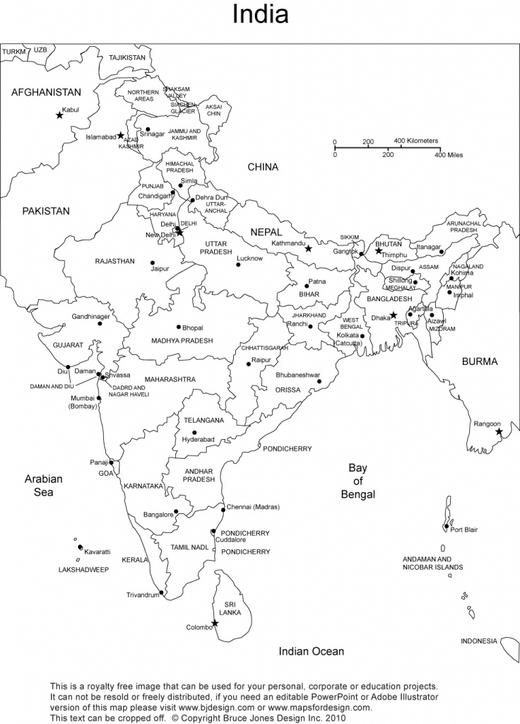 India Printable, Blank Maps, Outline Maps • Royalty Free - India River Map Outline Printable