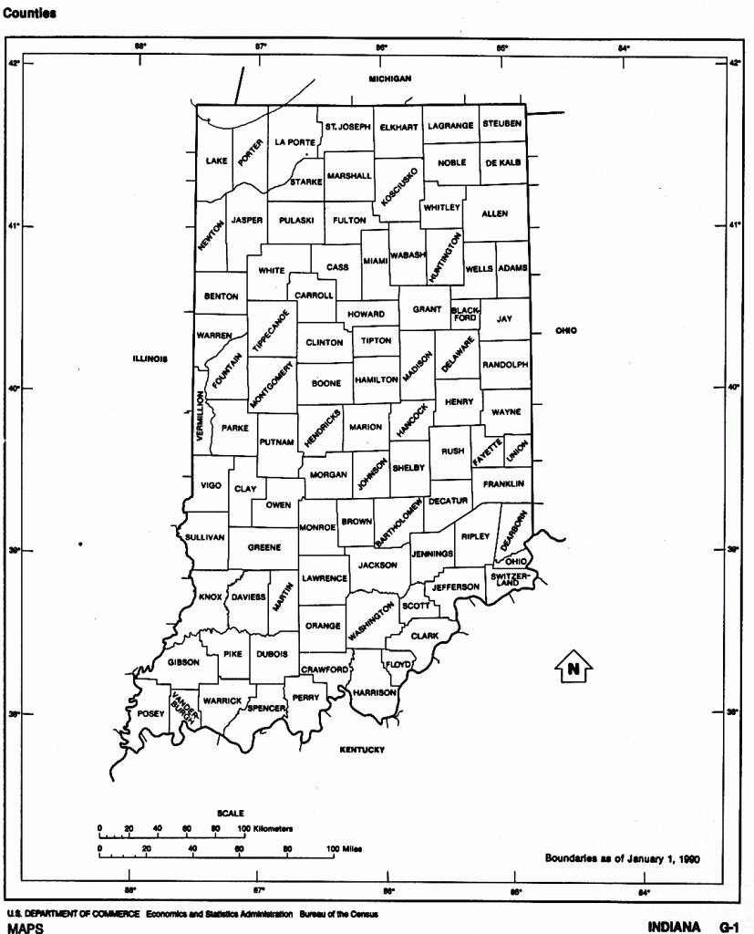 Indiana State Map With Counties Outline And Location Of Each County - Indiana County Map Printable