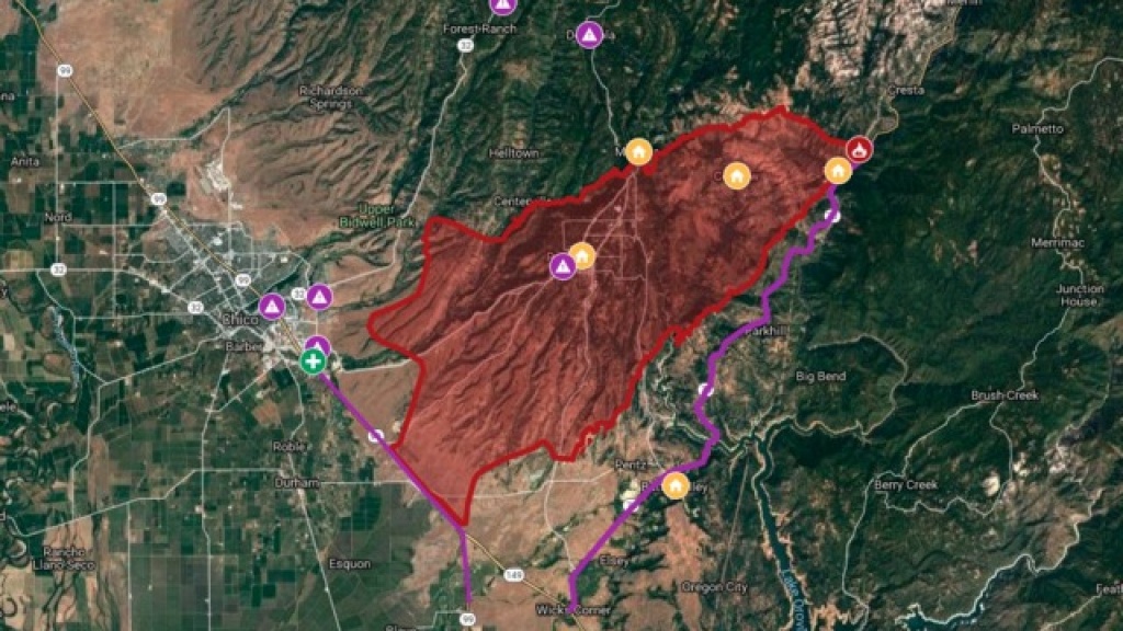 Interactive Map: Camp Fire Burns Through Northern California - Interactive Map Of California Fires