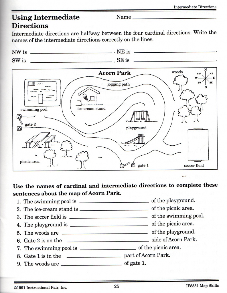 Intermediate Directions Worksheet Graphic Design Logos Map Free 