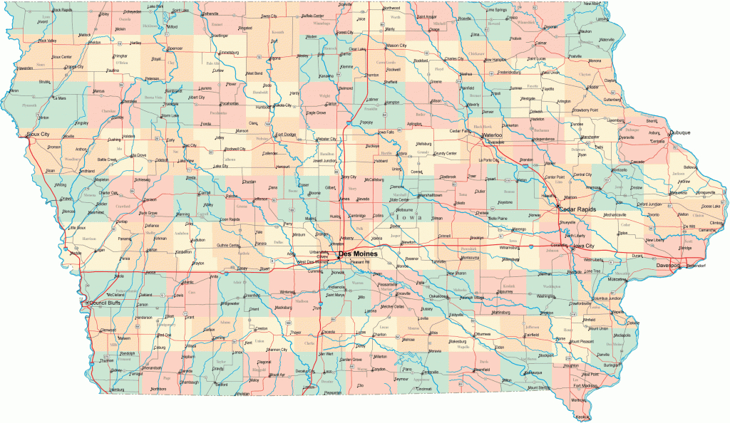 Iowa Road Map - Ia Road Map - Iowa Highway Map - Printable Iowa Road Map