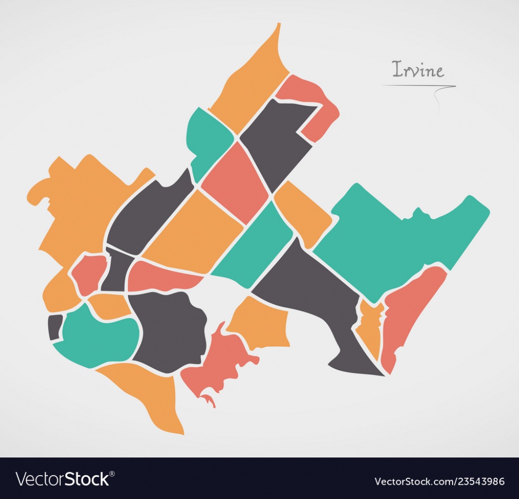 Irvine California Map With Neighborhoods And Vector Image - Irvine California Map
