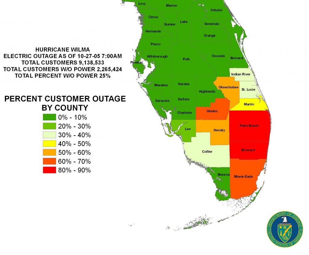 Iser Gulf Coast Hurricanes Florida Power Outage Map Printable Maps