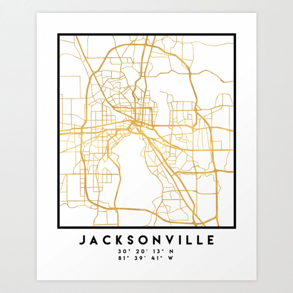 Jacksonville Florida Street Map Art Art Printdeificusart | Society6 - Florida Street Map