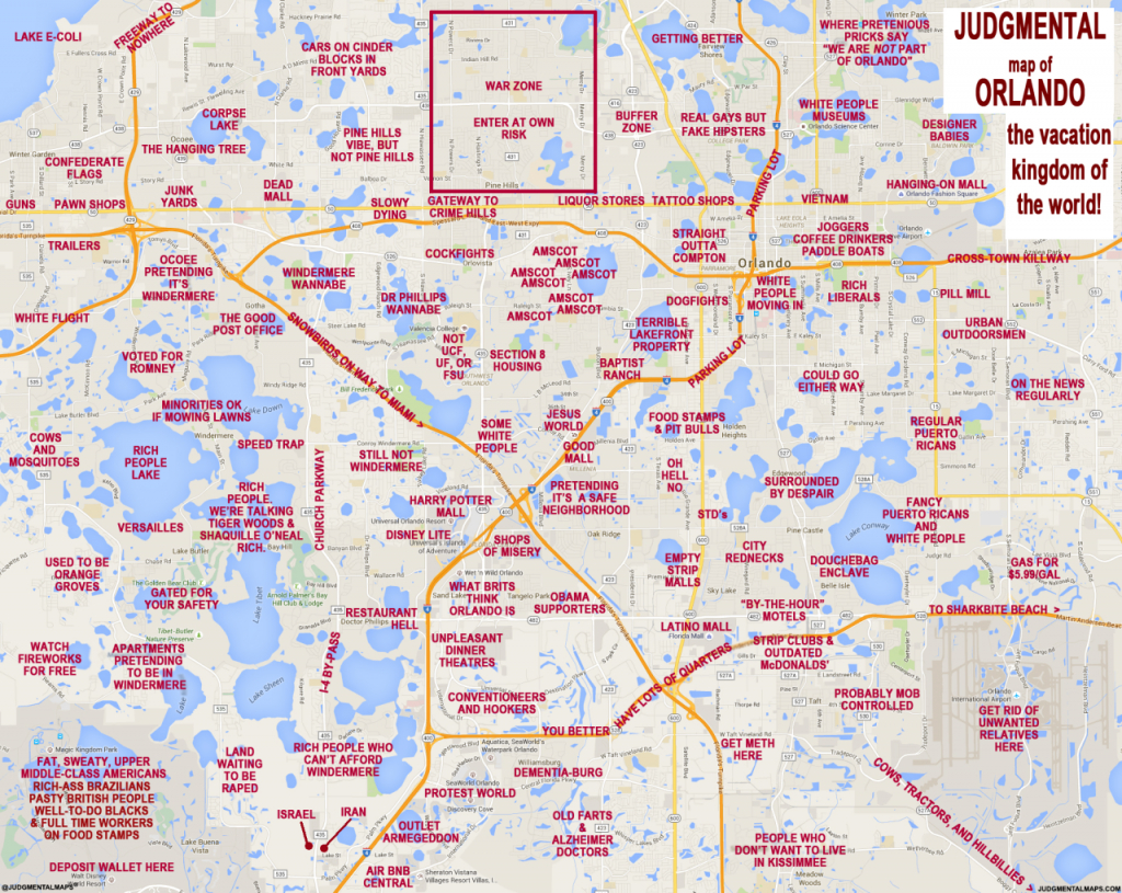 Judgmental Maps — Orlando, Florlando Truth Copr. 2016 Orlando - Detailed Map Of Orlando Florida