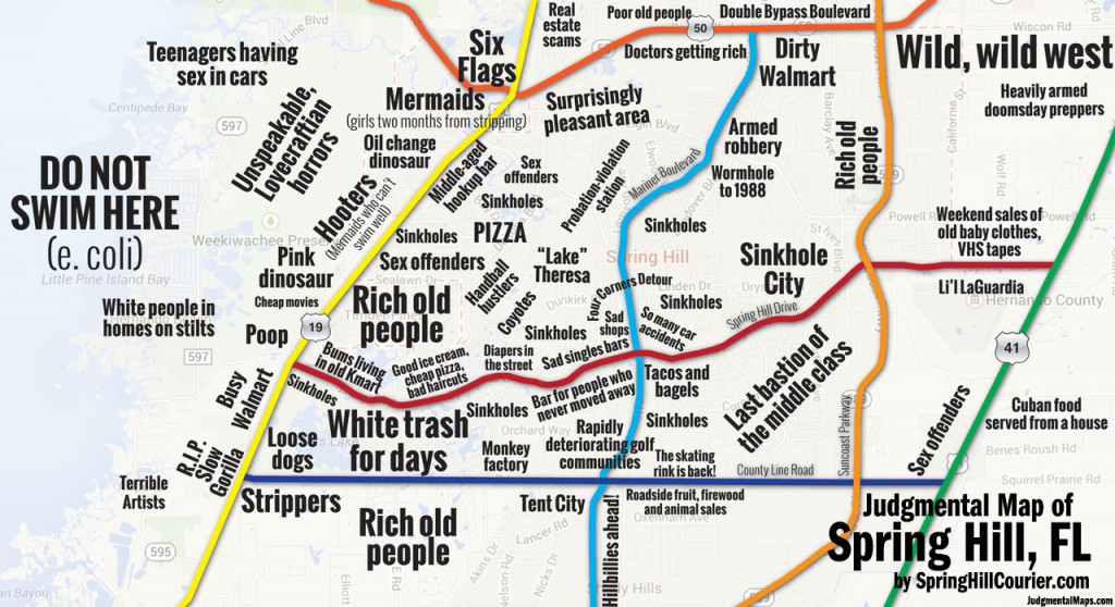 Judgmental Maps — Spring Hill, Flspring Hill Courier Copr. 2014 - Map Showing Spring Hill Florida