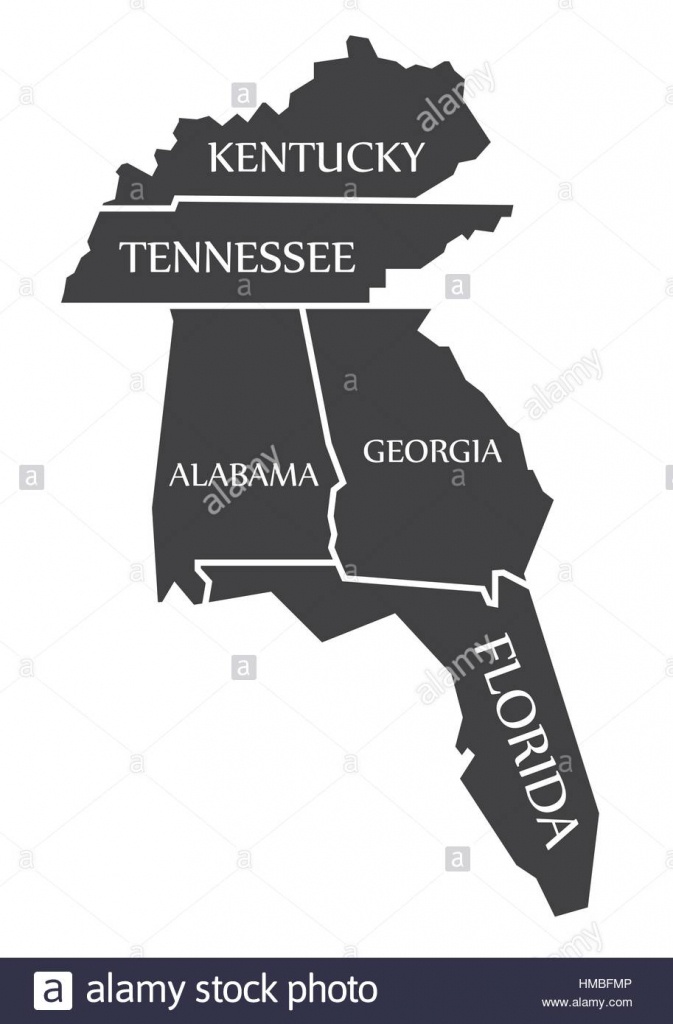 Kentucky - Tennessee - Alabama - Georgia - Florida Map Labelled - Map Of Alabama And Florida