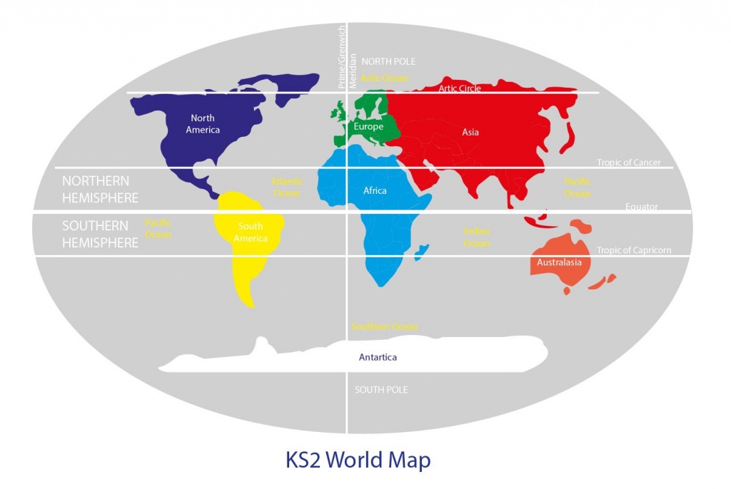 Key Stage 2 World Map With Continents , Equator , Northern And - Printable World Map With Hemispheres