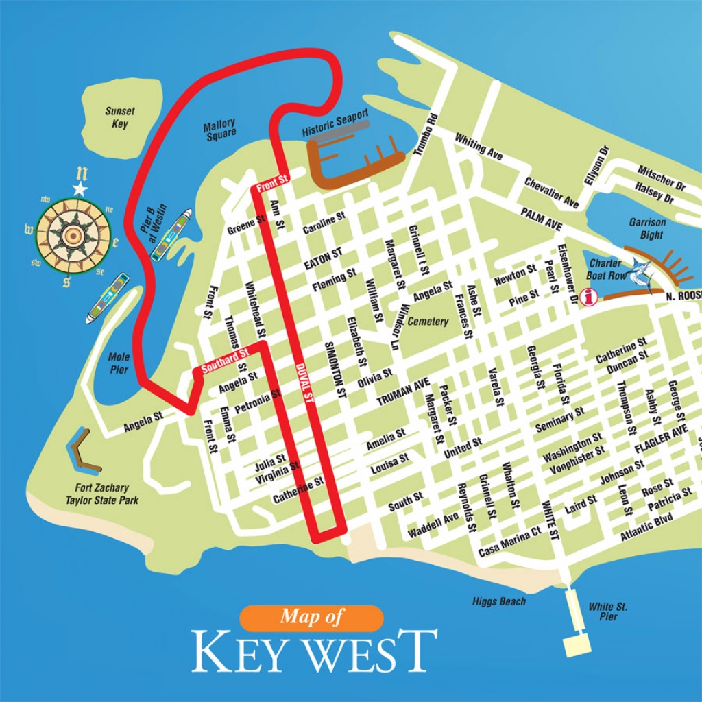 Key West Ducks Route Map | Southernmost Duck Tours - Map Of Key West Florida Attractions