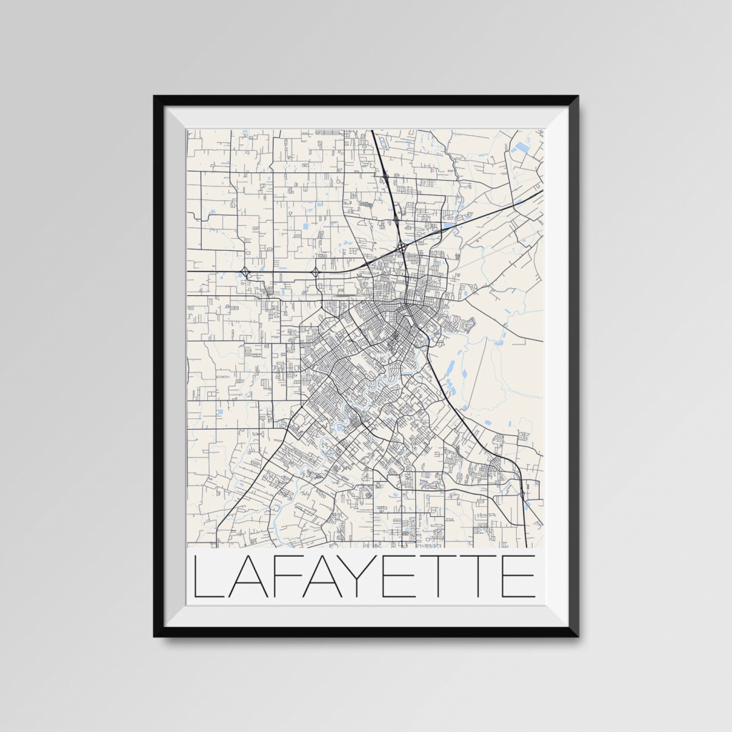 Lafayette Louisiana Map Lafayette City Map Print Lafayette | Etsy - Printable Map Of Lafayette La