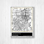 Lafayette Louisiana Street Map Print, Lafayette City Map Poster   Printable Map Of Lafayette La