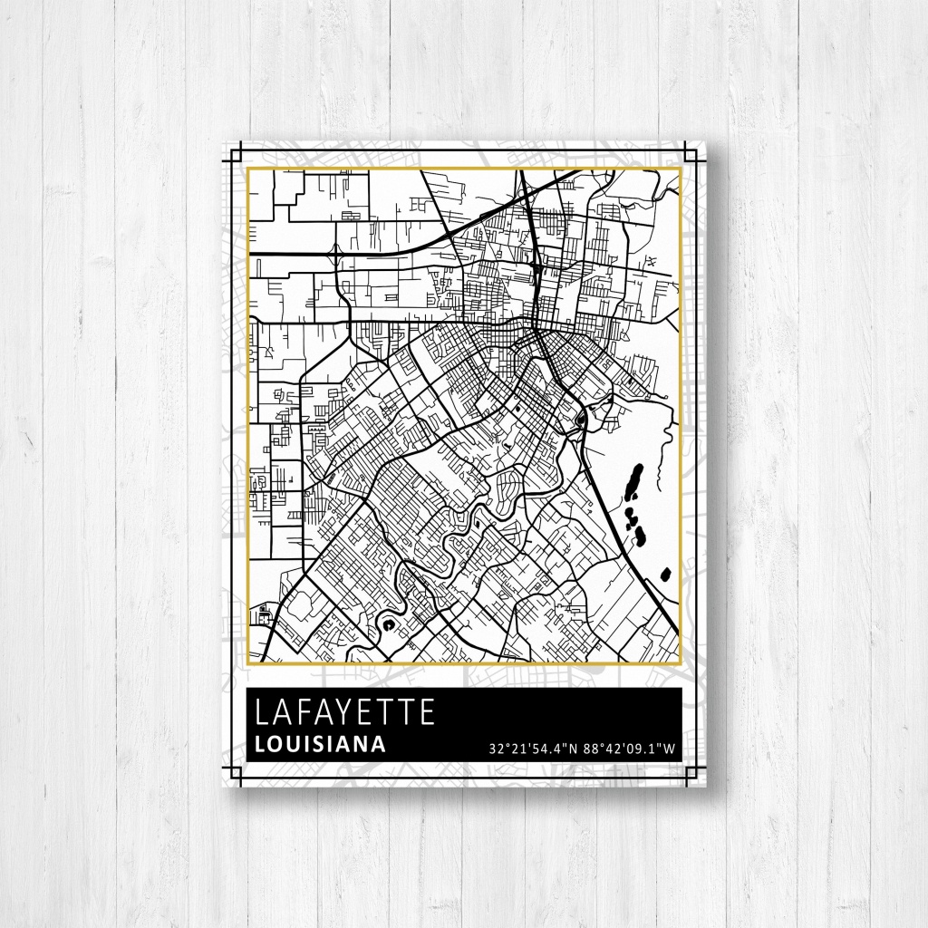 Lafayette Louisiana Street Map Print, Lafayette City Map Poster - Printable Map Of Lafayette La