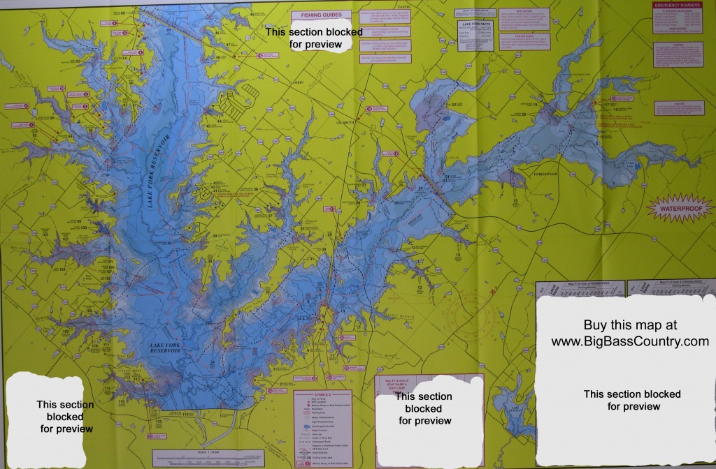 Lake Fork Fishing Topographical Map - Texas Lake Maps Fishing