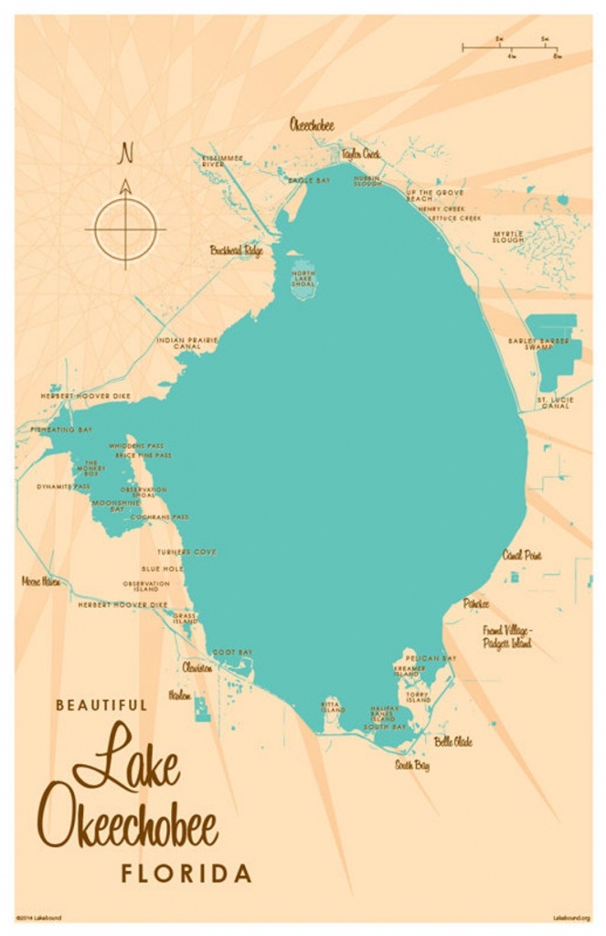 Lake Okeechobee Fl Map Art Print | Etsy - Lake Okeechobee Florida Map