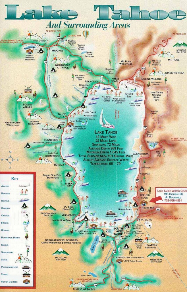 Lake Tahoe Map | California ~ Things To Do | Lake Tahoe Map, Lake - South Lake Tahoe California Map