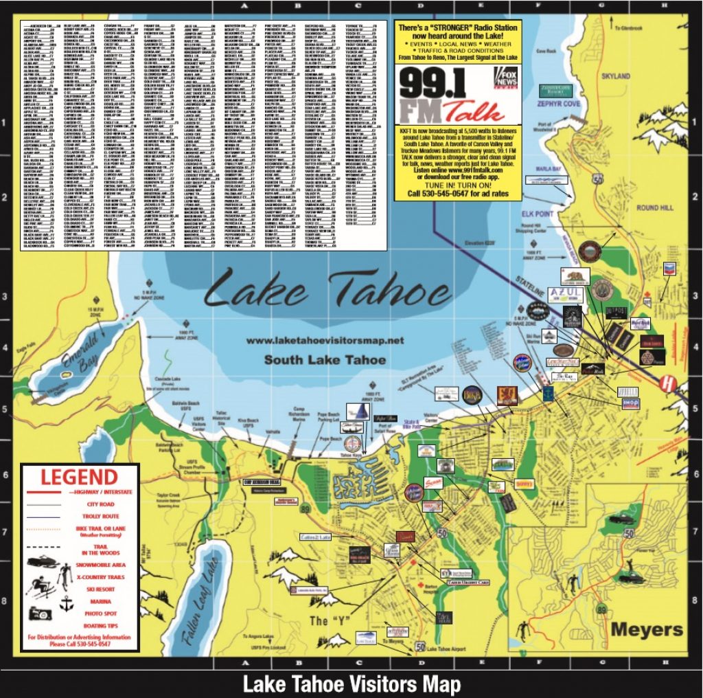 Lake Tahoe Visitors Map - Printable Map Of Lake Tahoe | Printable Maps