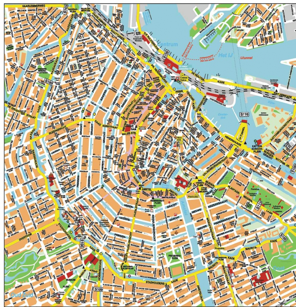 Large Amsterdam Maps For Free Download And Print High Resolution Tourist Map Of Amsterdam Printable 