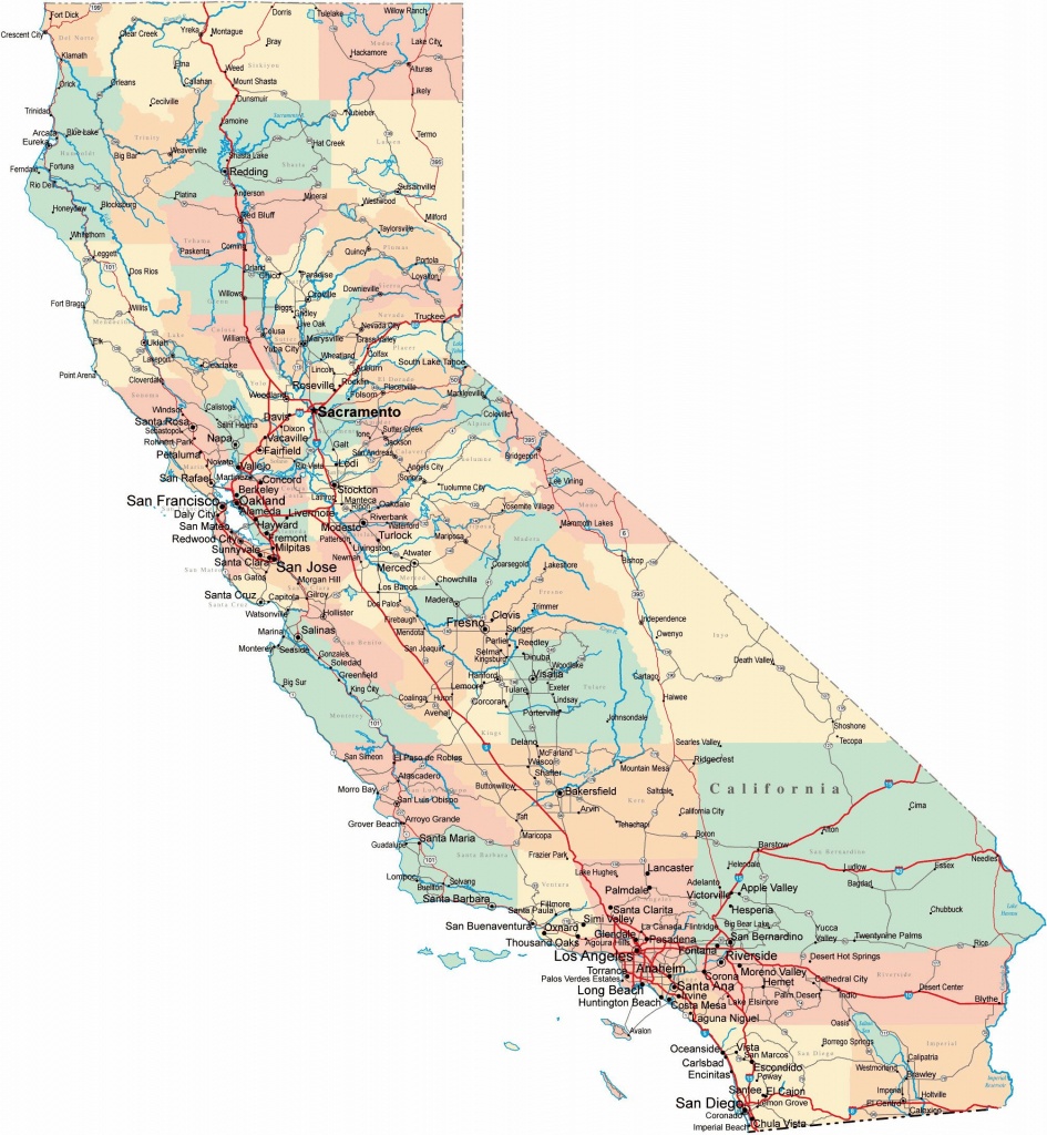 Large California Maps For Free Download And Print | High-Resolution - Map Of Central California Coast Towns