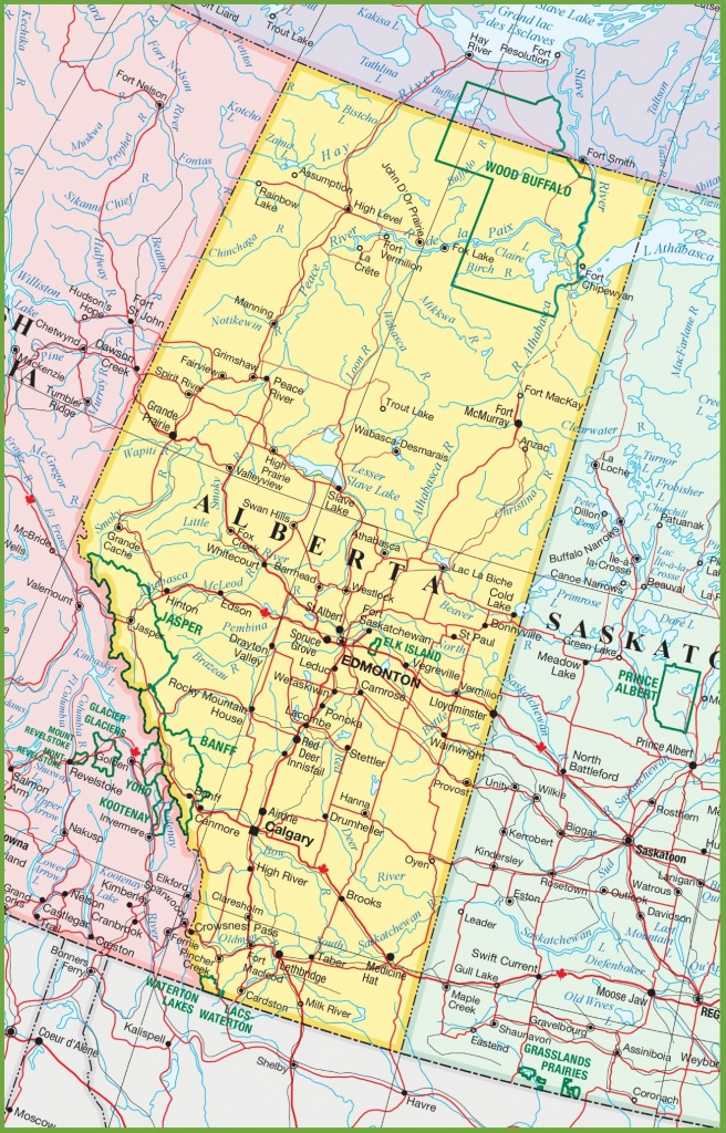 Large Detailed Map Of Alberta With Cities And Towns - Printable Map Of Alberta