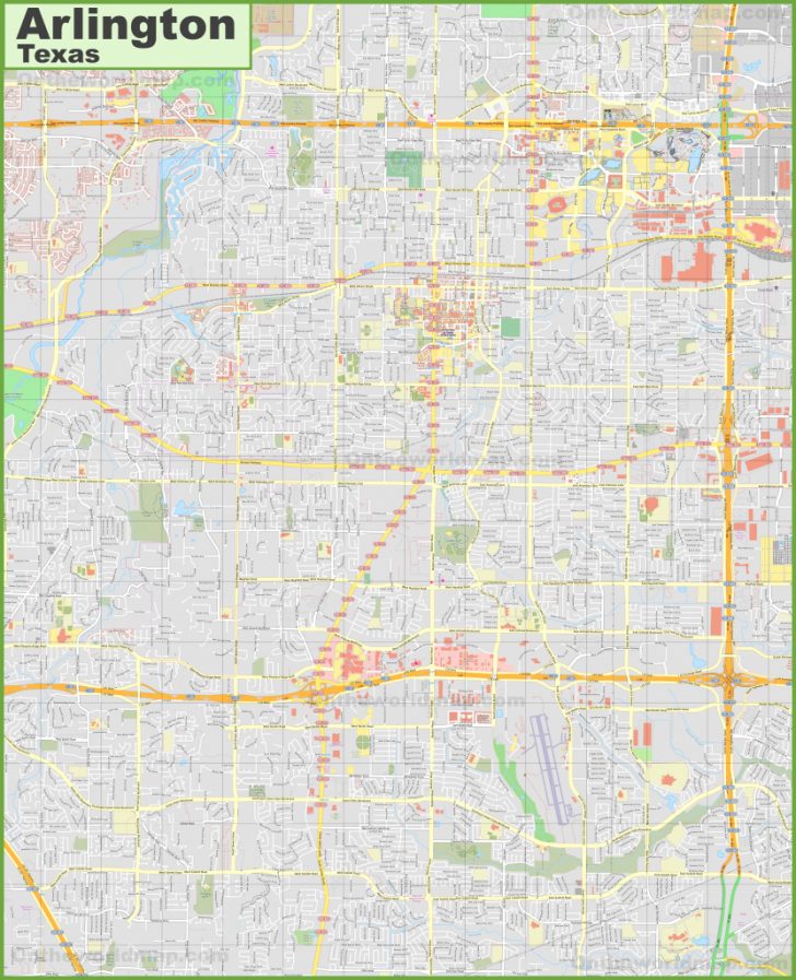 Large Detailed Map Of Arlington (Texas) - Arlington Texas Map ...