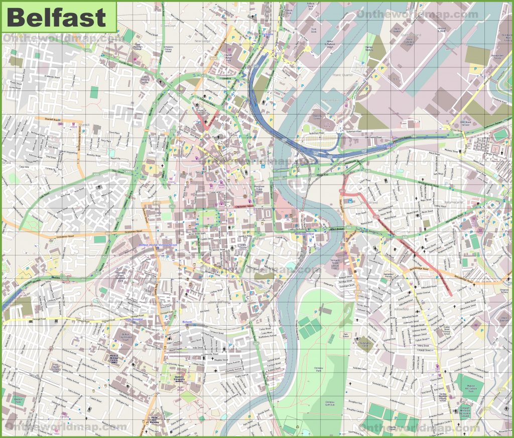 Large Detailed Map Of Belfast Belfast City Centre Map Printable 1024x872 