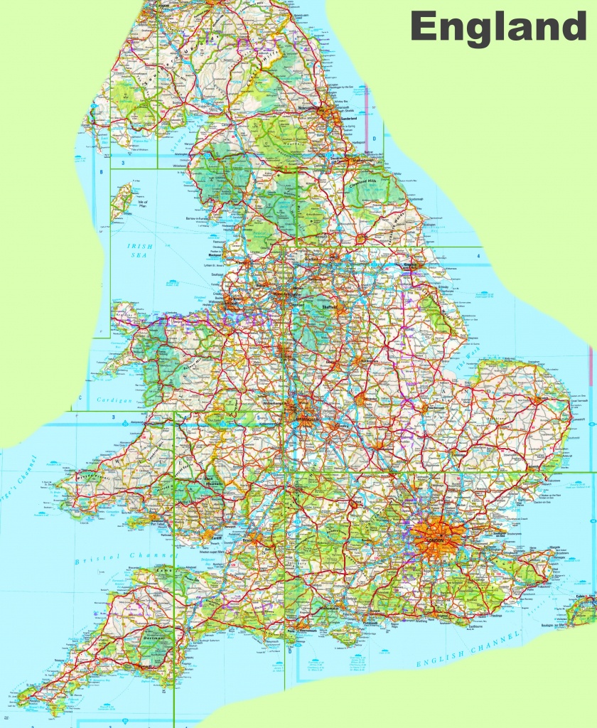 Large Detailed Map Of England - Printable Map Of England With Towns And Cities
