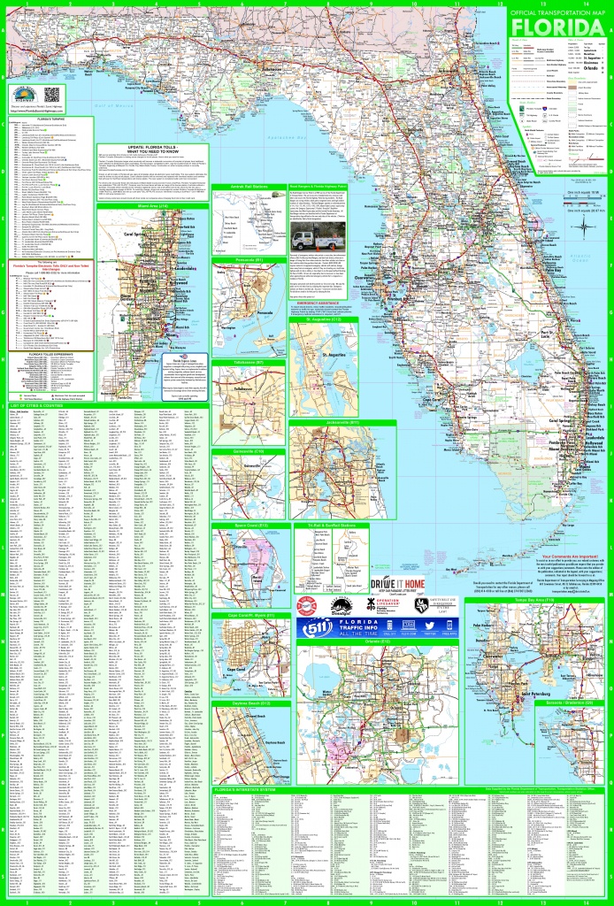Large Detailed Map Of Florida With Cities And Towns - Map Of South Florida Towns