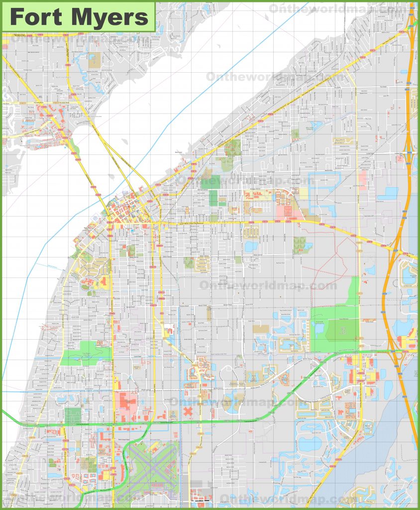 Large Detailed Map Of Fort Myers Street Map Of Fort Myers Florida 844x1024 
