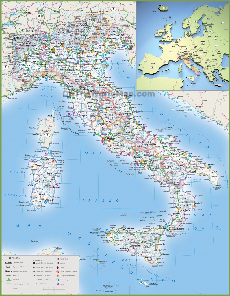 Large Detailed Map Of Italy - Large Map Of Italy Printable