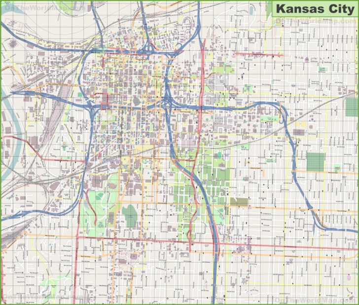 Large Detailed Map Of Kansas City - Printable Kansas Map With Cities ...