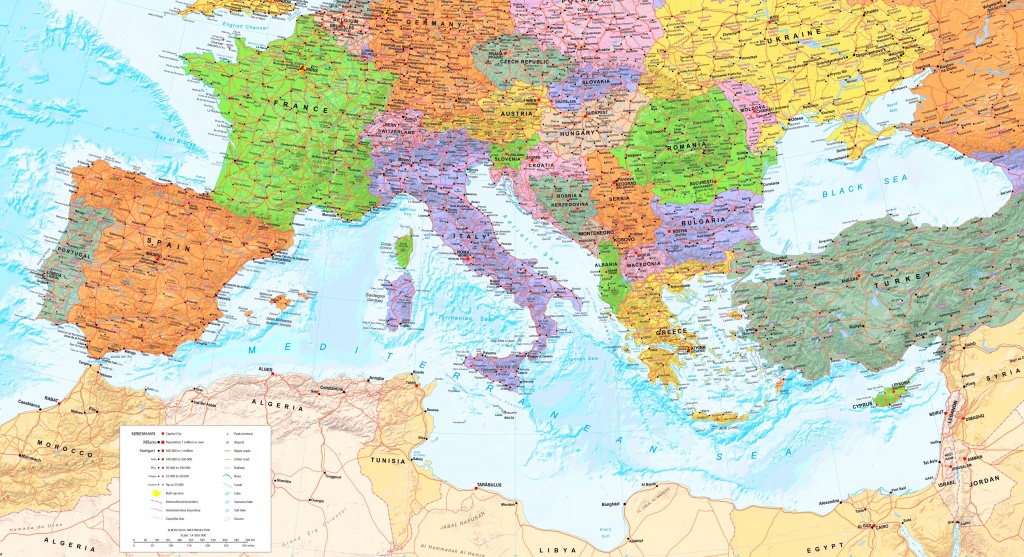 Large Detailed Map Of Mediterranean Sea With Cities - Mediterranean Map Printable